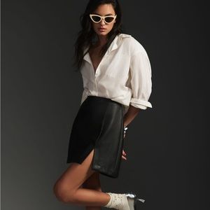 Anthropologie Maeve Mini Faux Leather Skirt